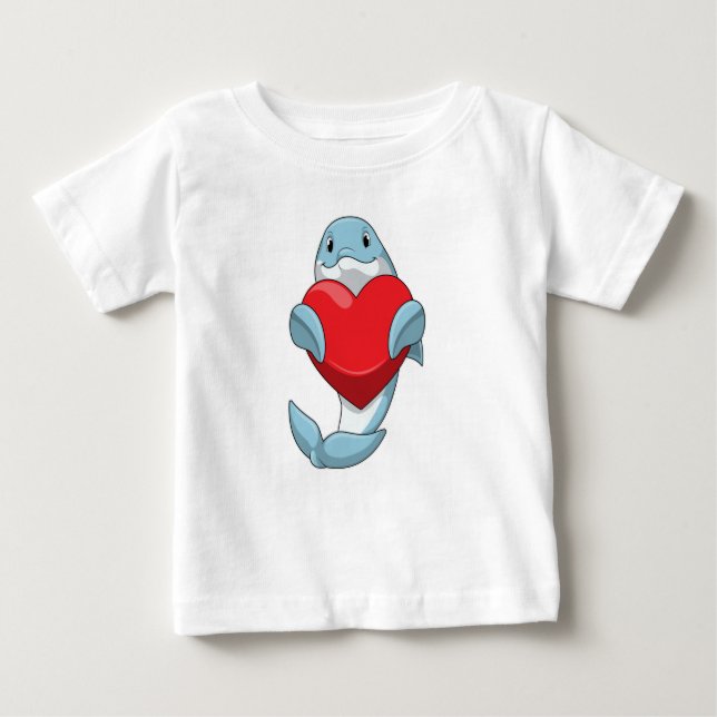 T-shirt Pour Bébé Dauphin avec coeur (Devant)
