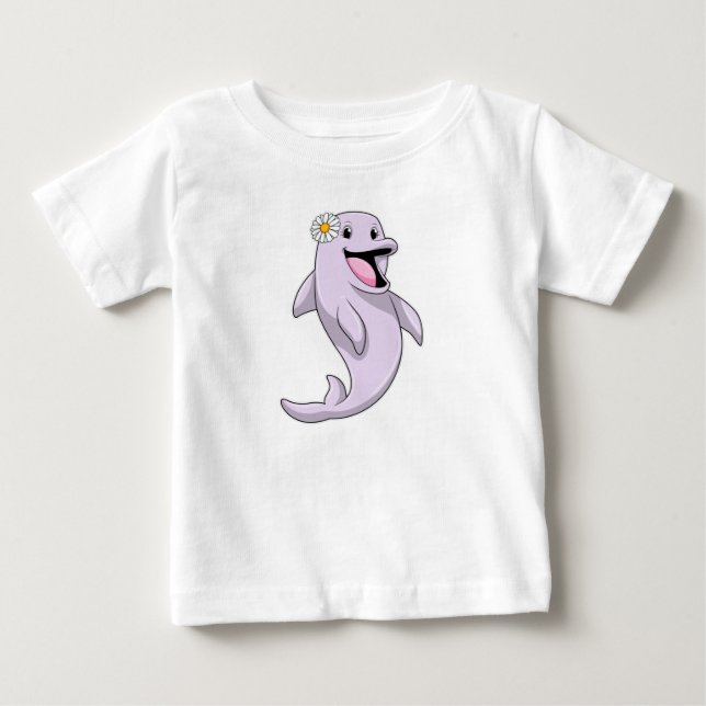 T-shirt Pour Bébé Dauphin avec fleur marguerite (Devant)