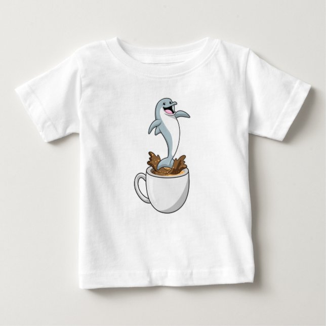T-shirt Pour Bébé Dauphin avec la coupe de café (Devant)