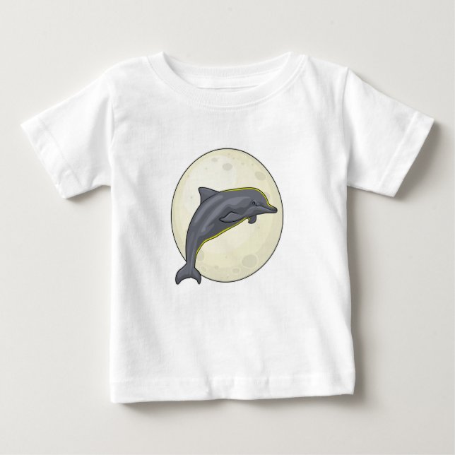 T-shirt Pour Bébé Dauphin avec lune (Devant)