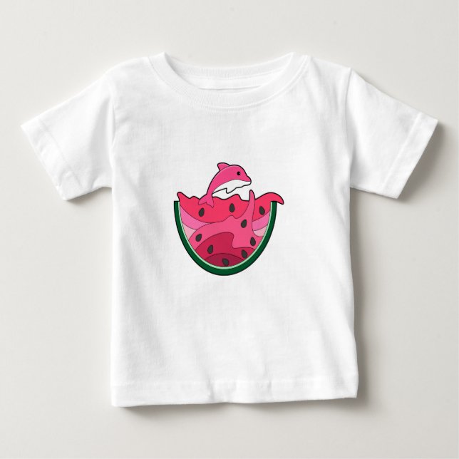 T-shirt Pour Bébé Dauphin avec pastèque (Devant)