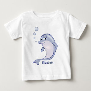 T-shirt Pour Bébé Dauphin bleu mignon à personnaliser