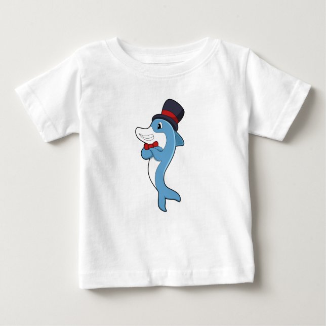 T-shirt Pour Bébé Dauphin en tant que Gentleman avec Casquette (Devant)