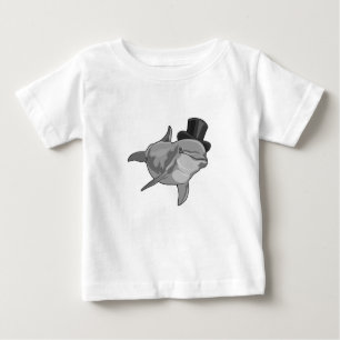 T-shirt Pour Bébé Dauphin en tant que Gentleman avec chapeau supérie