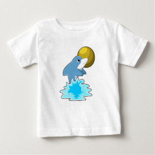 T-shirt Pour Bébé Dauphin nager avec lune