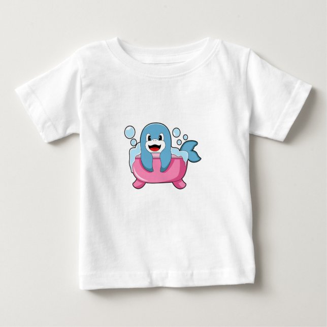 T-shirt Pour Bébé Dauphin sur baignoire (Devant)