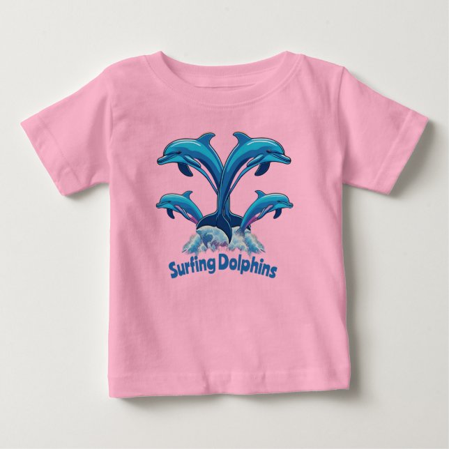 T-shirt Pour Bébé Dauphins du surf (Devant)