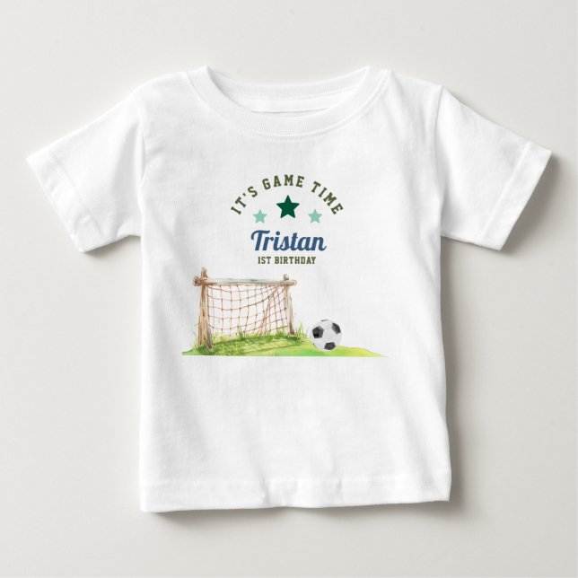T-shirt Pour Bébé Débutant de foot “C'est parti” Premier anniversair (Devant)