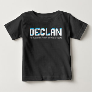 T-shirt Pour Bébé Declan nom de garçon signifiant pixels texte