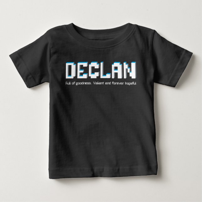 T-shirt Pour Bébé Declan nom de garçon signifiant pixels texte (Devant)