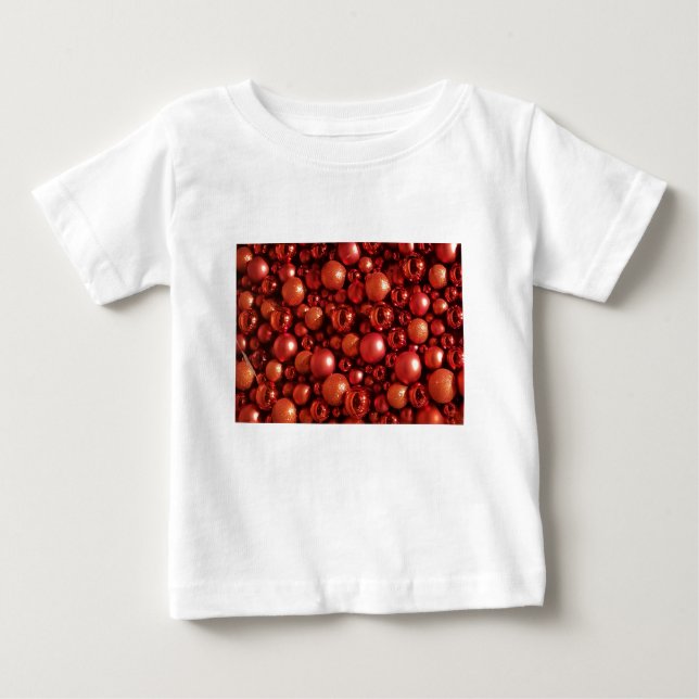 T-shirt Pour Bébé Décor de Noël Baubles rouges (Devant)