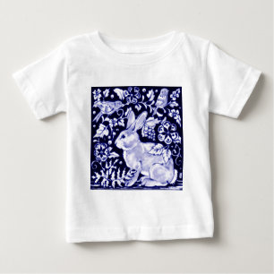 T-shirt Pour Bébé Dedham Blue Rabbit, Classic Blue & White Design