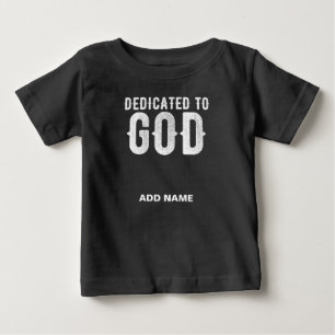 T-SHIRT POUR BÉBÉ DÉDIÉ À DIEU TEXTE PERSONNALISABLE BLANC FROID