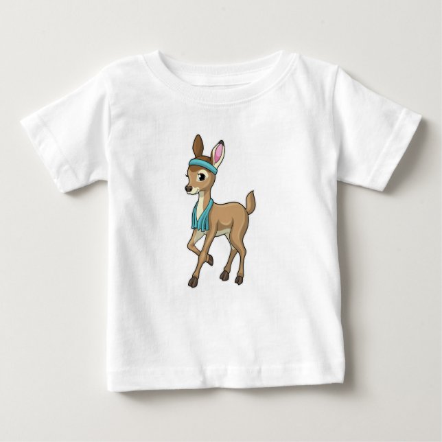 T-shirt Pour Bébé Deer at Fitness with Towel (Devant)