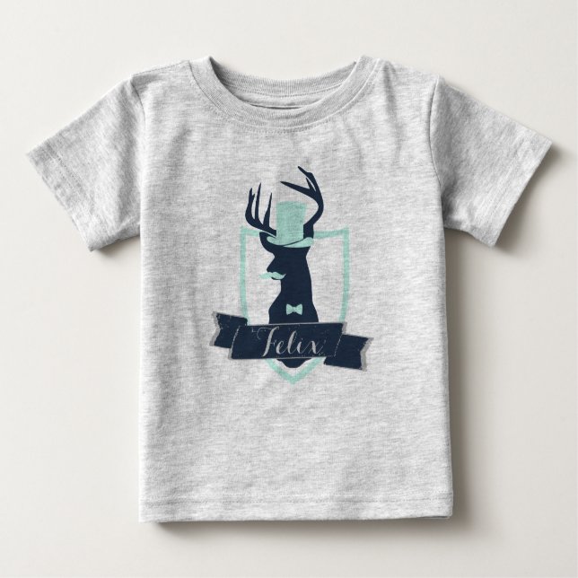 T-shirt Pour Bébé Deer Little Man, Custom, Baby Football Bodysuit (Devant)