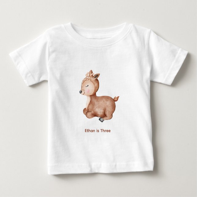 T-shirt Pour Bébé Deer with name and age (Devant)