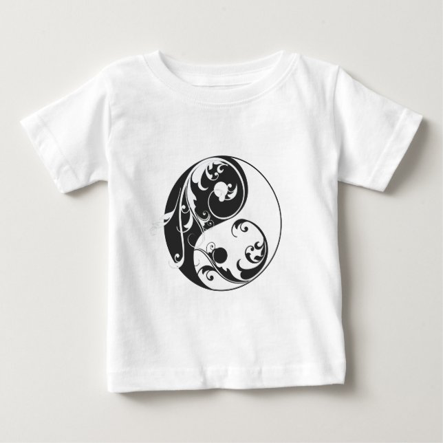 T-shirt Pour Bébé Défilement Yin & Yang (noir) (Devant)