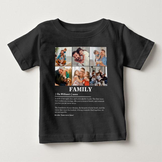 T-shirt Pour Bébé Définition personnalisée de la famille de collages (Devant)