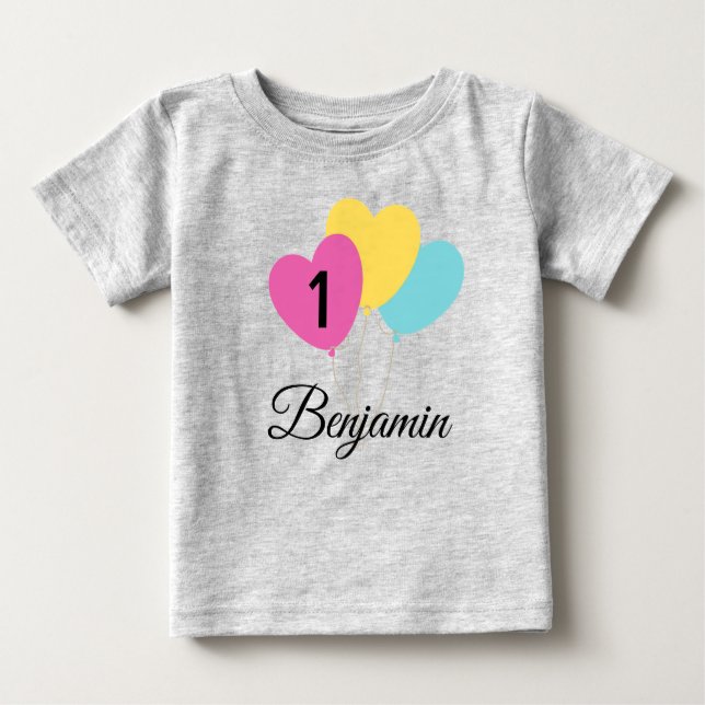 T-shirt Pour Bébé DEIN DESIGN/TEXT/PHOTO ballon de premier anniversa (Devant)