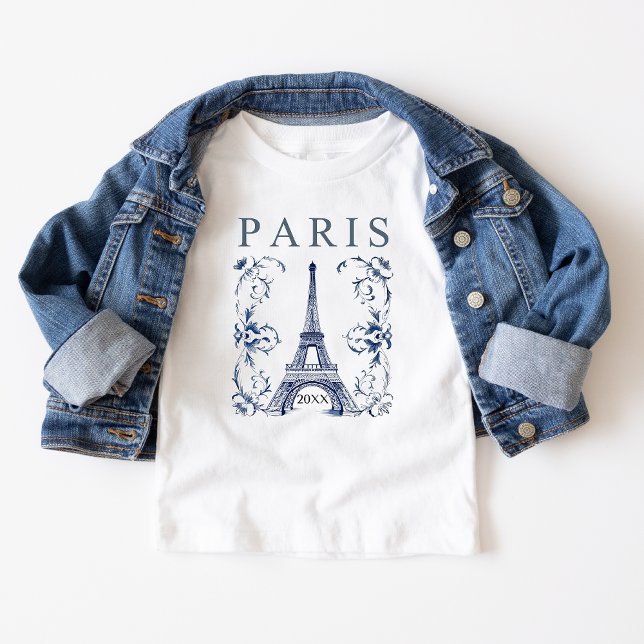 T-shirt Pour Bébé Delft Blue Paris Tour Eiffel (Créateur téléchargé)
