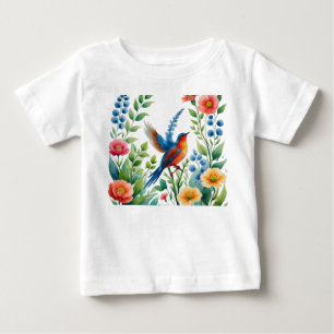 T-shirt Pour Bébé Délicate aquarelle du jardin naturel avec une bell