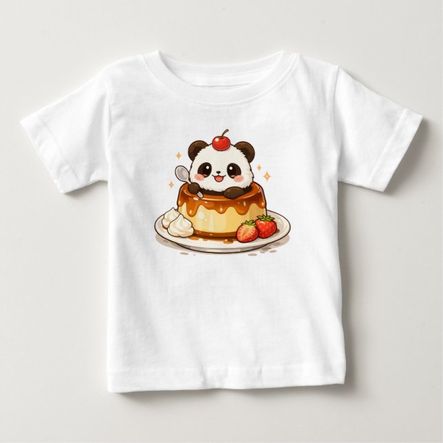 T-shirt Pour Bébé Délice de pudding au panda (Devant)