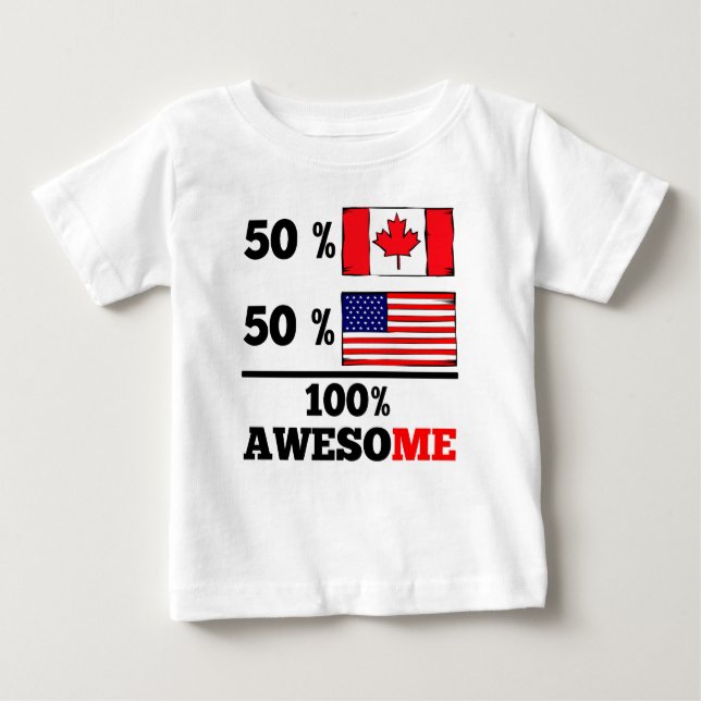 T-shirt Pour Bébé Demi d'Américain à moitié canadien (Devant)