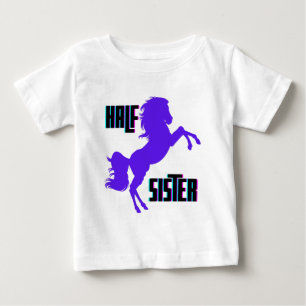 T-shirt Pour Bébé Demi-soeur Poney Violet Fratrie