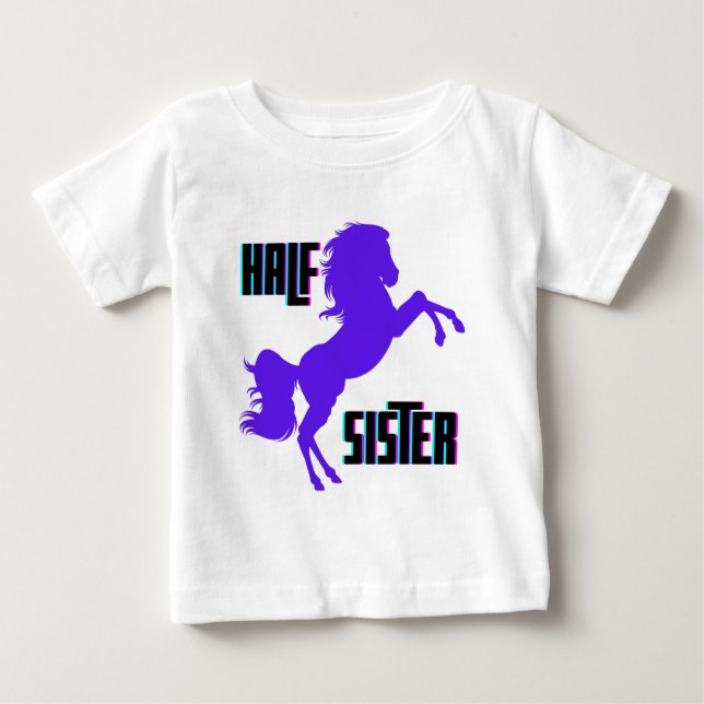 T-shirt Pour Bébé Demi-soeur Poney Violet Frère et Soeur (Devant)