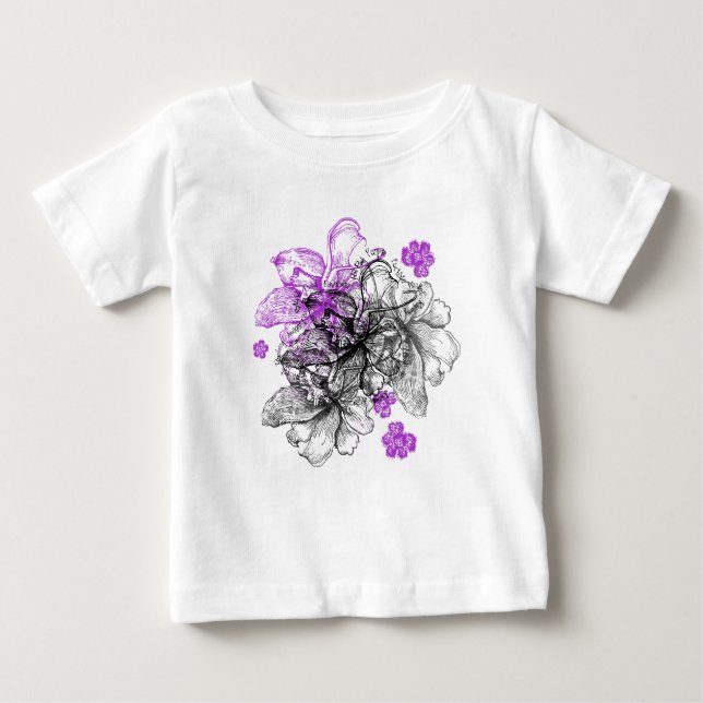 T-shirt Pour Bébé Dentelle de Wahin Orchidée hawaïenne (Devant)