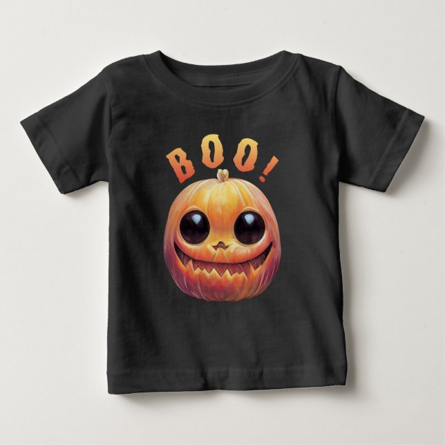 T-shirt Pour Bébé Déplaisant mignon chef Citrouille Halloween Dit Bo (Devant)