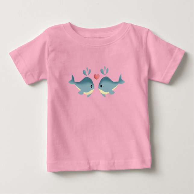 T-shirt Pour Bébé des baleines boit (Devant)