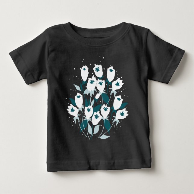 T-shirt Pour Bébé Design d'art botanique Motif élégant à la fleur de (Devant)