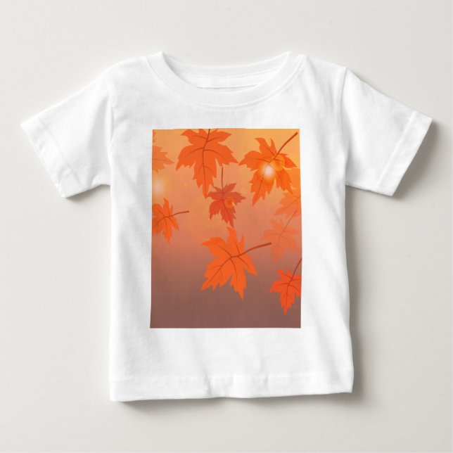 T-shirt Pour Bébé Design d'automne avec feuilles d'érable et effet b (Devant)