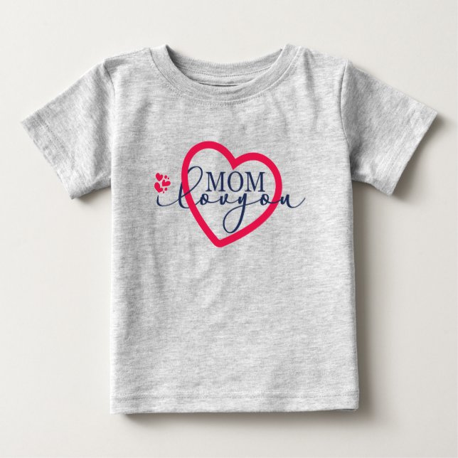 T-shirt Pour Bébé Design élégant Texte Maman Je T'Aime Avec Coeur (Devant)