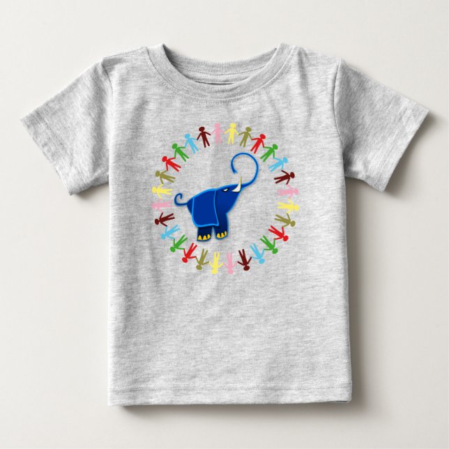 T-SHIRT POUR BÉBÉ DESIGN ÉLÉPHANT BLEU (Devant)