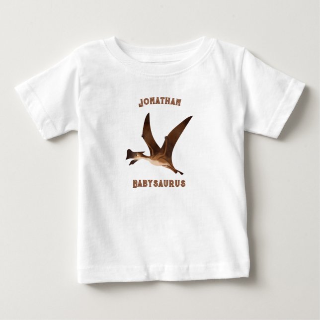 T-shirt Pour Bébé Design moderne élégant monogramme Babysaurs blanc (Devant)