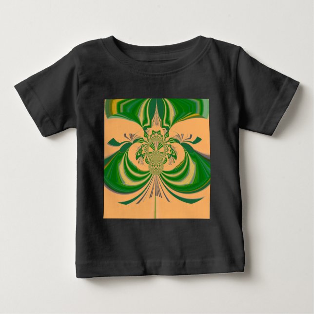 T-shirt Pour Bébé Design vert jaune. (Devant)