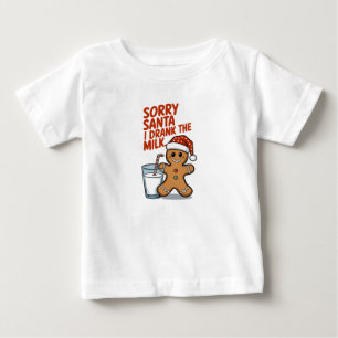 T-shirt Pour Bébé Désolé Père Noël J'Ai bu Le Lait Baby Costume de N