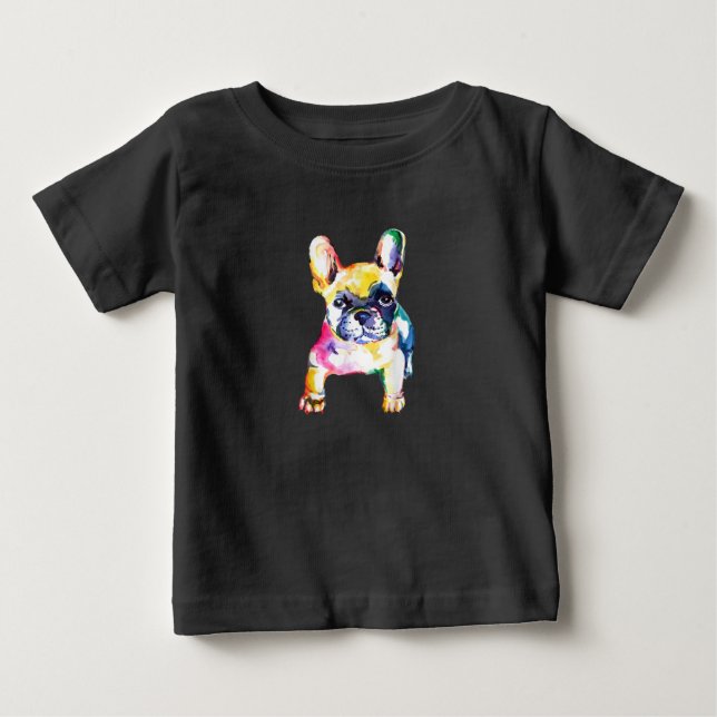 T-shirt Pour Bébé Dessin à la main de Bulldog Français (Devant)