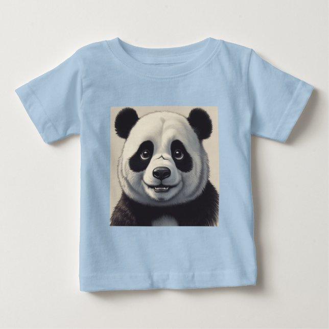 T-shirt Pour Bébé Dessin animé d'art de panda (Devant)