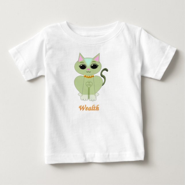 T-shirt Pour Bébé Dessin animé de chaton vert mignon (Devant)