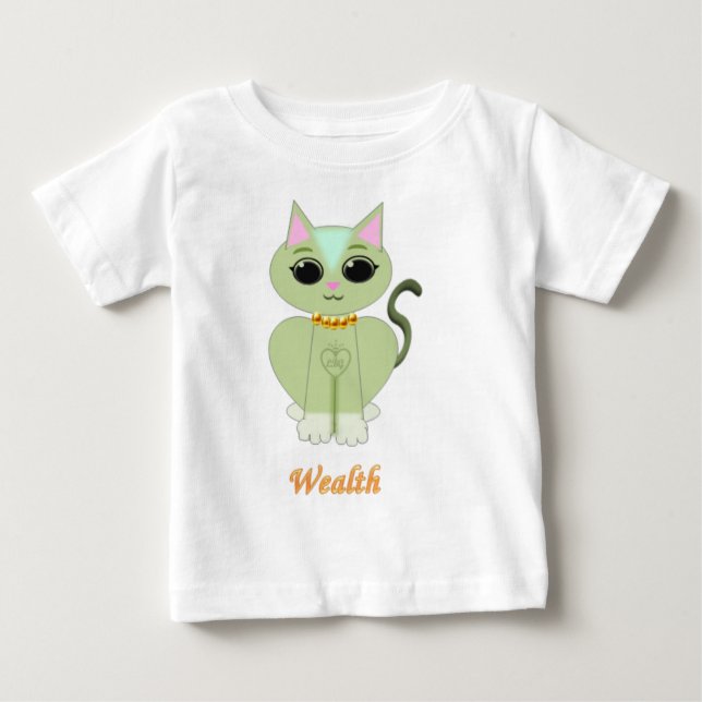 T-shirt Pour Bébé Dessin animé de chaton vert mignon (Devant)
