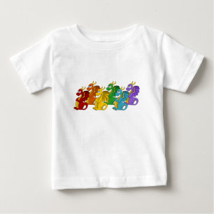 T-shirt Pour Bébé Dessin animé de dragons colorés arc-en-ciel