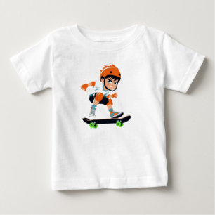T-shirt Pour Bébé Dessin animé de garçon skater cool