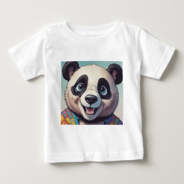 T-shirt Pour Bébé Dessin animé de panda Art (Devant)