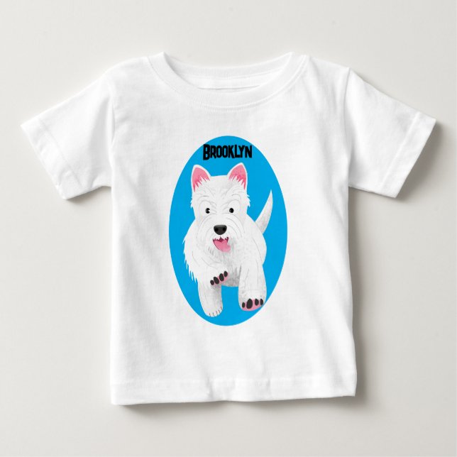 T-shirt Pour Bébé Dessin animé de terrier west highland blanc mignon (Devant)