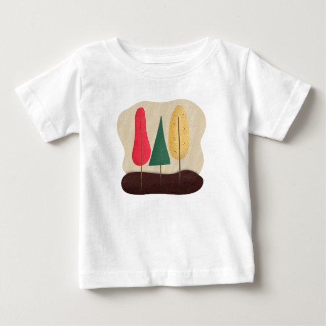 T-shirt Pour Bébé Dessin animé, forêt, arbres (Devant)