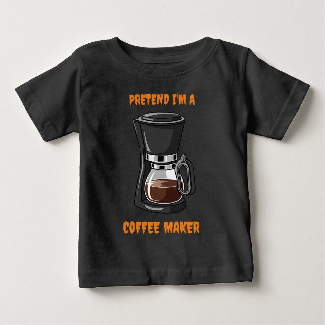 T-shirt Pour Bébé dessin animé machine à café simple costume noir (Devant)