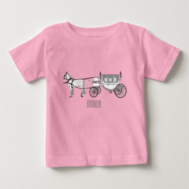 T-shirt Pour Bébé dessin animé mariage cheval & calèche (Devant)